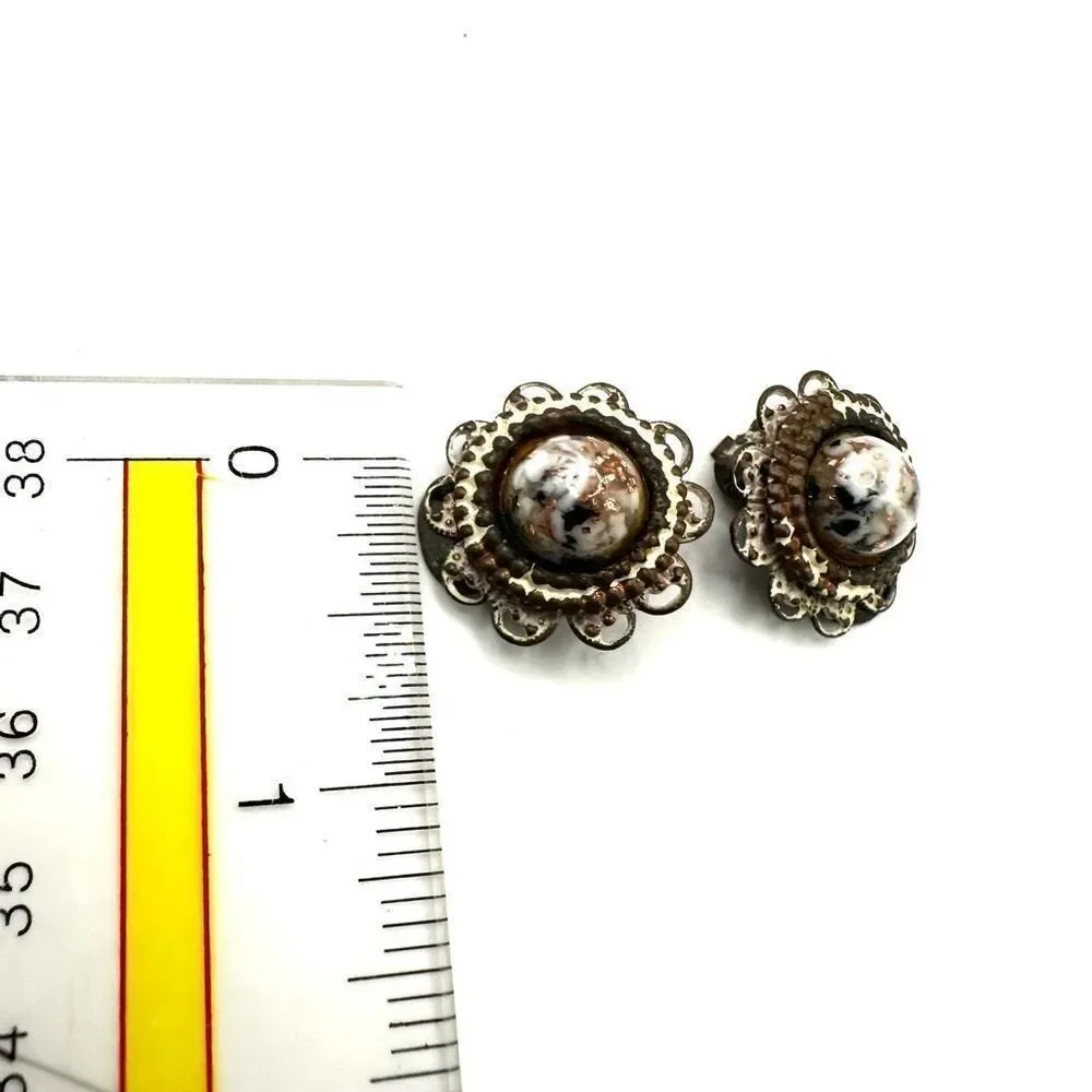 Copper tone   beaded vintage ￼ clip on earrings